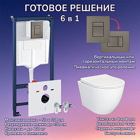 Комплект: Инсталляции JOKI Grand JK02155П+Кнопка 38732GUNGRAY оружейная сталь+Stella JK1061016 белый унитаз - фото 1