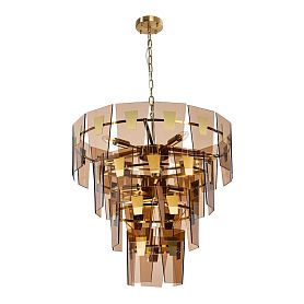 Подвесная люстра Arte Lamp Sophia A4066LM-11PB, арматура полированная медь, плафон стекло янтарное - фото 1