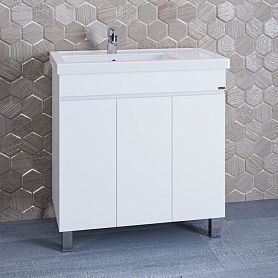 Тумба под раковину Санта Марс 80 напольная, с 3 дверцами, цвет белый - фото 1