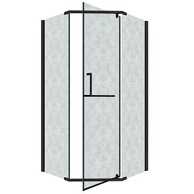 Душевой уголок Grossman Pragma 302.K33.03.1010.21.02 100х100, стекло шиншилла, профиль черный матовый - фото 1