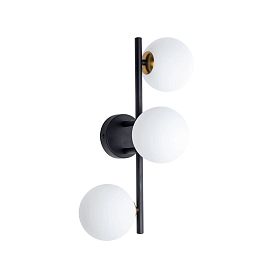 Настенно-потолочный светильник Arte Lamp Gemini A2243PL-3BK, арматура черный, плафон стекло белое - фото 1