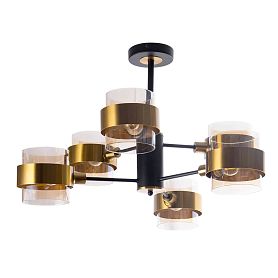 Подвесная люстра Arte Lamp Carlo A8205SP-6BK, арматура черный, плафон стекло янтарное - фото 1