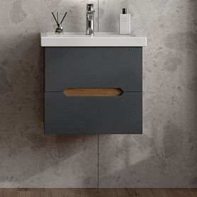 Тумба под раковину Оника Айленд 50, подвесная, цвет графит / дуб крафт золотой - фото 1