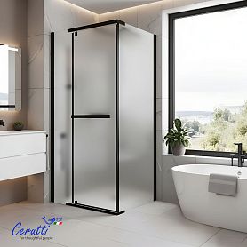 Душевой уголок CeruttiSPA MiMi ZQ91BF 90x90, стекло матовое, профиль черный матовый - фото 1