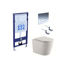 Комплект Акватек Вега CM p 016: Инсталляция Standart INS-0000012 + Кнопка KDI-0000016 хром глянец + Унитаз Вега AQ1904-00 белый - фото 1