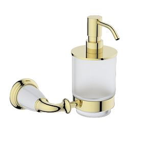 Дозатор Art & Max Bianchi AM-E-3698AW-Do для жидкого мыла, подвесной, цвет белый / золото - фото 1