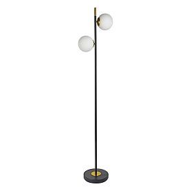 Торшер Arte Lamp Alcor A2224PN-2BK, арматура черная, плафон стекло белое - фото 1