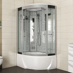 Душевая кабина Niagara Luxe NG-7712W L 120x80, левая, стекло прозрачное, профиль серебро, с крышей, с гидромассажем, с пультом управления - фото 1