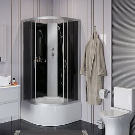 Душевая кабина Niagara Classic NG-2507-14BK 80x80, стекло тонированное, профиль серебро, без крыши - фото 1
