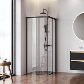 Душевой уголок AM.PM X-joy W94G-403-8080-BТ1К 80x80, стекло прозрачное, профиль черный матовый - фото 1