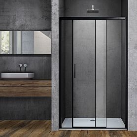Душевая дверь Vincea Soft VDS-3SO 130x195, стекло прозрачное, профиль черный - фото 1