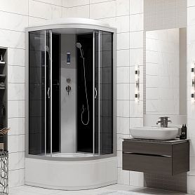 Душевая кабина Niagara Classic NG-2509-14P 100x100, стекло тонированное, профиль серебро, с крышей, с пультом управления - фото 1