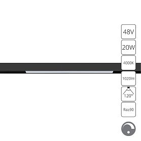 Магнитный трековый светильник Arte Lamp Linea A4683PL-1BK, арматура черная    - фото 1