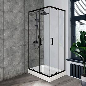 Душевой уголок Parly QZ71B N 100x70, стекло прозрачное, профиль черный - фото 1