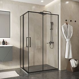 Душевой уголок Niagara Nova NG-6836-1080BL 100х80, стекло прозрачное, профиль черный матовый - фото 1