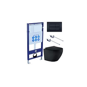 Комплект Акватек Европа MB 049: Инсталляция Standart INS-0000012 + Кнопка KDI-0000049 черная + Унитаз Европа AQ1901-MB черный матовый - фото 1