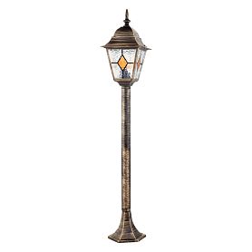 Парковый светильник Arte Lamp Madrid A1541PA-1BN, арматура черная / золото, плафон стекло прозрачное - фото 1