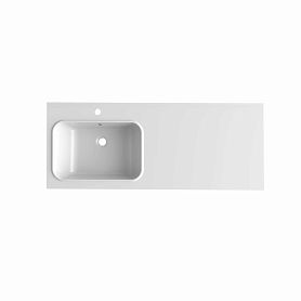 Раковина Mixline Билл 120x48, левая, литьевой мрамор, цвет белый  - фото 1