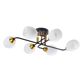 Потолочная люстра Arte Lamp Andrea A8141PL-6BK, арматура черный, плафон стекло белое - фото 1
