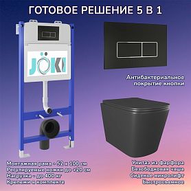 Комплект: Инсталляция JK03351 + Кнопка JK205552 черная / хром + Verna JK3021028MB черный унитаз - фото 1