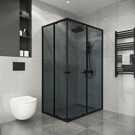 Душевой уголок Niagara Eco NG-1129-14QT 120х90, стекло тонированное, профиль черный матовый - фото 1