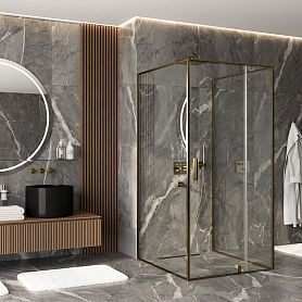 Душевой уголок WasserKRAFT Aisch 55P42 90x90, стекло прозрачное, профиль золото матовое - фото 1