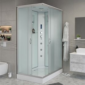 Душевая кабина Niagara Classic NG-43975-14QF 90x70, стекло матовое, профиль серебро, с крышей, с гидромассажем, с пультом управления - фото 1