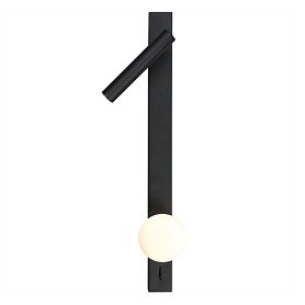 Бра Arte Lamp Joseph A2172AP-2BK, арматура черная, плафон стекло белое - фото 1