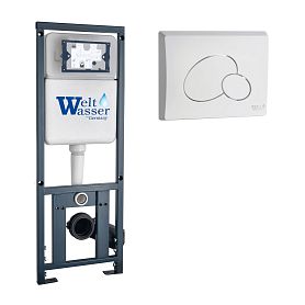 Инсталляция Weltwasser Marberg 410 RD WT для подвесного унитаза, с белой кнопкой смыва 410 RD GL-WT - фото 1