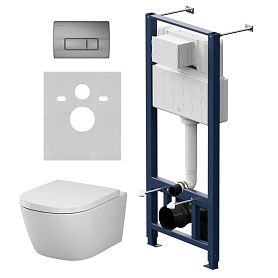 Комплект AM.PM IS48031.601900: Инсталляция Pro + Кнопка Pro M никель матовый + Унитаз Libre Aquaspin C601900SC белый - фото 1