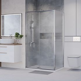 Душевой уголок Niagara Nova NG-65-11CH-CH100-34 110x100, левый, стекло шиншилла, профиль хром - фото 1