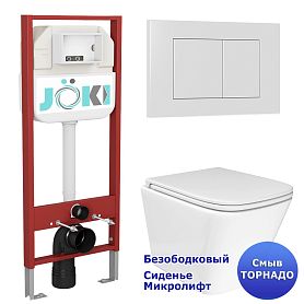 Комплект: Инсталляция JK45045 + Кнопка JK020522WM белая + Verna T JK3031025 белый унитаз, смыв Торнадо - фото 1
