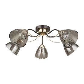 Потолочная люстра Arte Lamp Lily A4366PL-5BK, арматура черная, плафон стекло дымчатое - фото 1