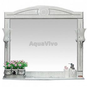 Зеркало Sanflor Адель 100x88, с подсветкой, цвет белый с серебряной патиной - фото 1