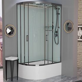 Душевая кабина Frank F412/2 R Brilliant 120x80, правая, с полотенцедержателем, стекло прозрачное, профиль хром - фото 1