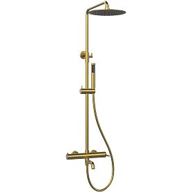 Душевая стойка Vincea Villa VSFS-1VL1BG, с верхним душем, смесителем, цвет брашированное золото - фото 1