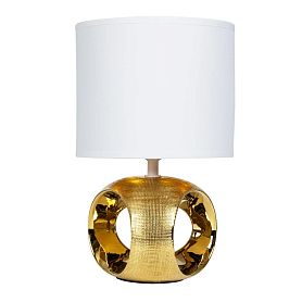 Декоративная настольная лампа Arte Lamp Zaurak A5035LT-1GO, арматура золото, плафон ткань белая - фото 1
