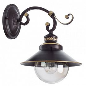 Бра Arte Lamp Grazioso A4577AP-1CK, арматура коричневая / золото, плафон стекло прозрачное, 17х28 см - фото 1