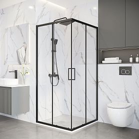 Душевой уголок Niagara Nova NG-6809-14BL 100х100, стекло прозрачное, профиль черный матовый - фото 1