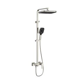 Душевая стойка Vincea Cube VSFS-4C12BN, с верхним душем, смесителем, цвет брашированный никель - фото 1