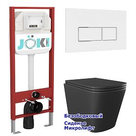 Комплект: Инсталляция JK45045 + Кнопка JK206549 белая / хром + Verna JK3021028MB черный унитаз - фото 1