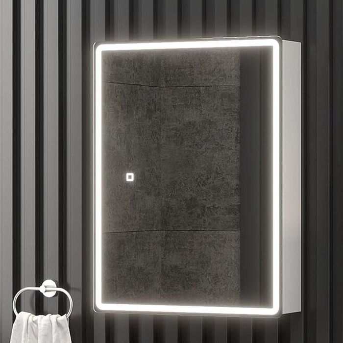 Шкаф-зеркало Оника Орби 60, с подсветкой и диммером, цвет белый