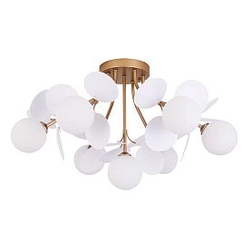 Потолочная люстра Arte Lamp Peacock A1369PL-7SG, арматура матовое золото, плафон стекло белое - фото 1