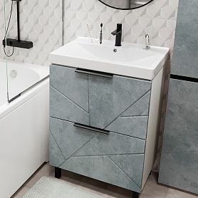 Тумба под раковину Mixline Гранд 60, цвет белый / бетон - фото 1