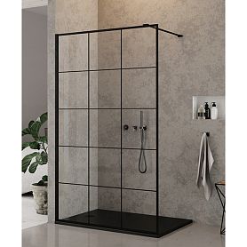 Душевая перегородка CeruttiSPA Muza T100 100x100, стекло прозрачное, профиль черный матовый - фото 1