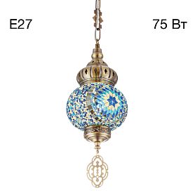 Подвесной светильник Citilux Каир CL419116, арматура бронза, плафоны стекло синее - фото 1