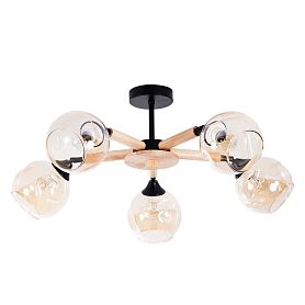 Потолочная люстра Arte Lamp Branson A4370PL-5BR, арматура коричневая, плафон стекло янтарное - фото 1