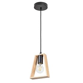 Подвесной светильник Arte Lamp Brussels A8030SP-1BK, арматура черный, плафон дерево бежевое - фото 1