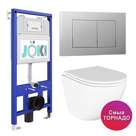 Комплект: Инсталляция JK01150 + Кнопка JK012519CH хром + Stella T JK1101010 белый унитаз, смыв Торнадо - фото 1
