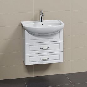 Тумба под раковину Санта Верона 60 подвесная, с ящиками, цвет белый - фото 1